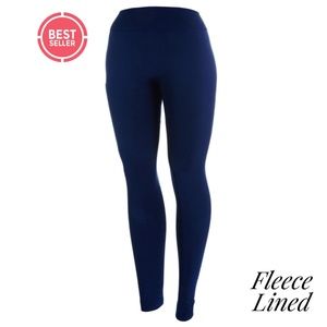 Navy Fleece Lined Leggings